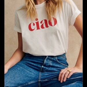 White T-Shirt with Red Print